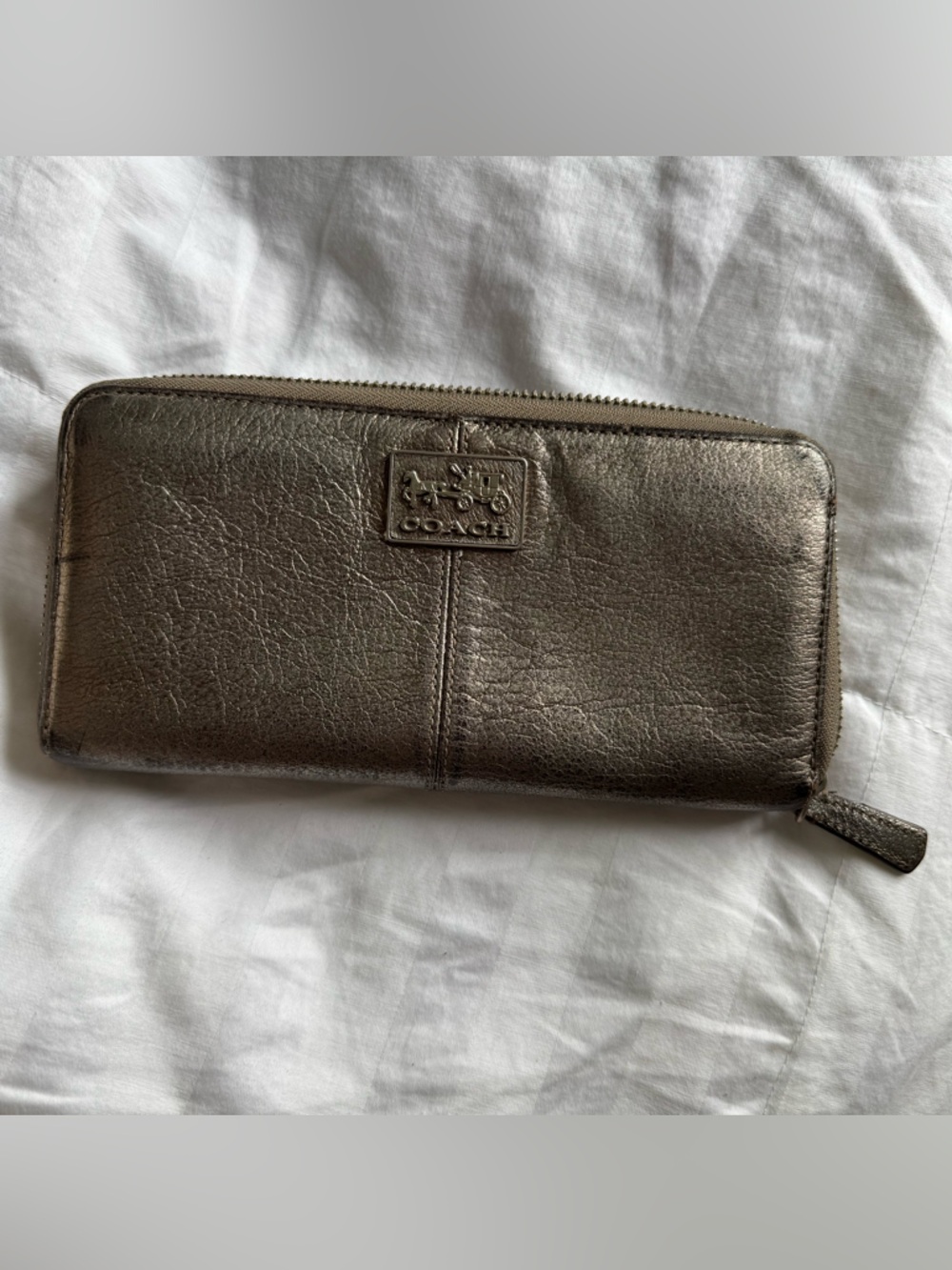 Coach Metallic Bronze Zip Wallet